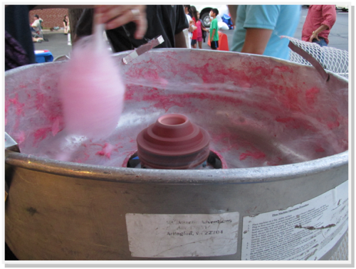 Organizers quickly mastered the art of spinning Cotton Candy at the Annandale Shopping Center